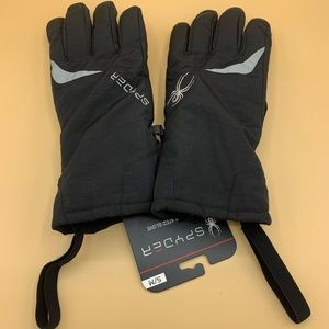 New Spyder Men’s Black Logo Insulated Ski Winter Snow Gloves Size S/M